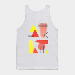 Abstract Composition in Peach and Yellow Tank Top